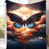 1pc Butterfly Print Blanket, Flannel Blanket, Soft Warm Throw Blanket Nap Blanket For Couch Sofa Office Bed Camping Travel