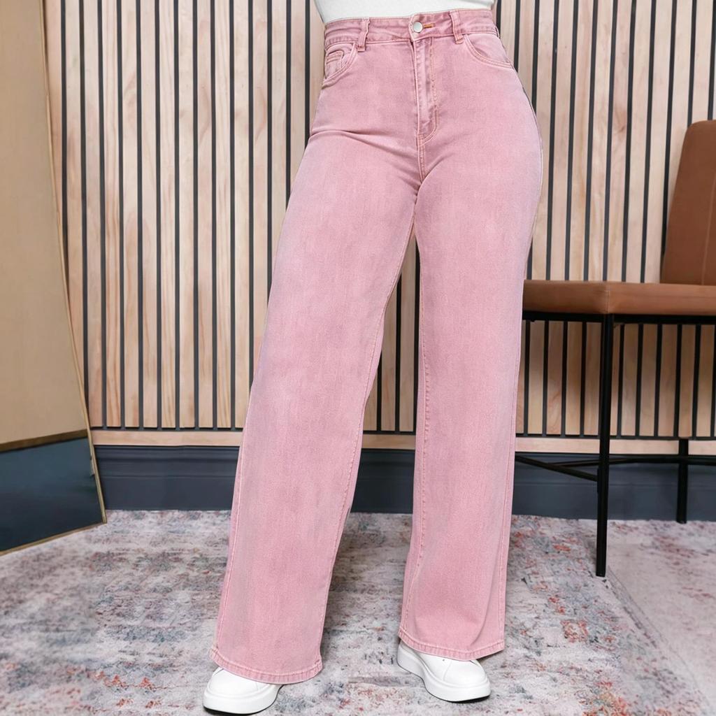 Plus Size European & American Denim Wide-Leg Pants
