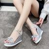 Fashion Woman Shoes Open Toe Silver Wedges Heel Flower Sandals for Women New Breathable Fashion Shoe On Offer 2025 Luxury Summer Offers