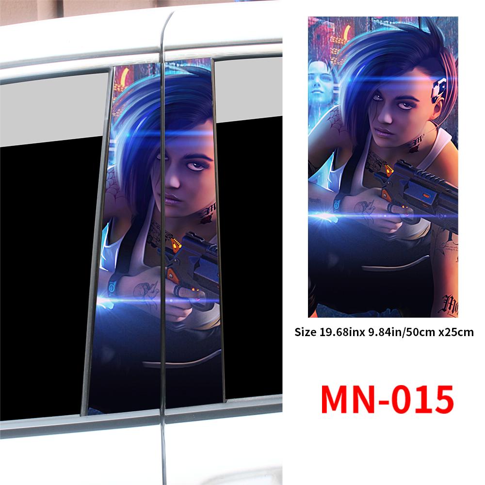 Cyberpunk Beauty Car Stickers Car B-pillar Vinyl Decals Waterproof Auto Center Pillar Sticker Cover Scratches Vehicle Decor