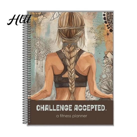 Exercise Log Book Challenge Accepted Fitness Planner 90 Day And Food Journal with Progress Checks Macronutrient Bedtime Reflection Habit Tracker Meal A