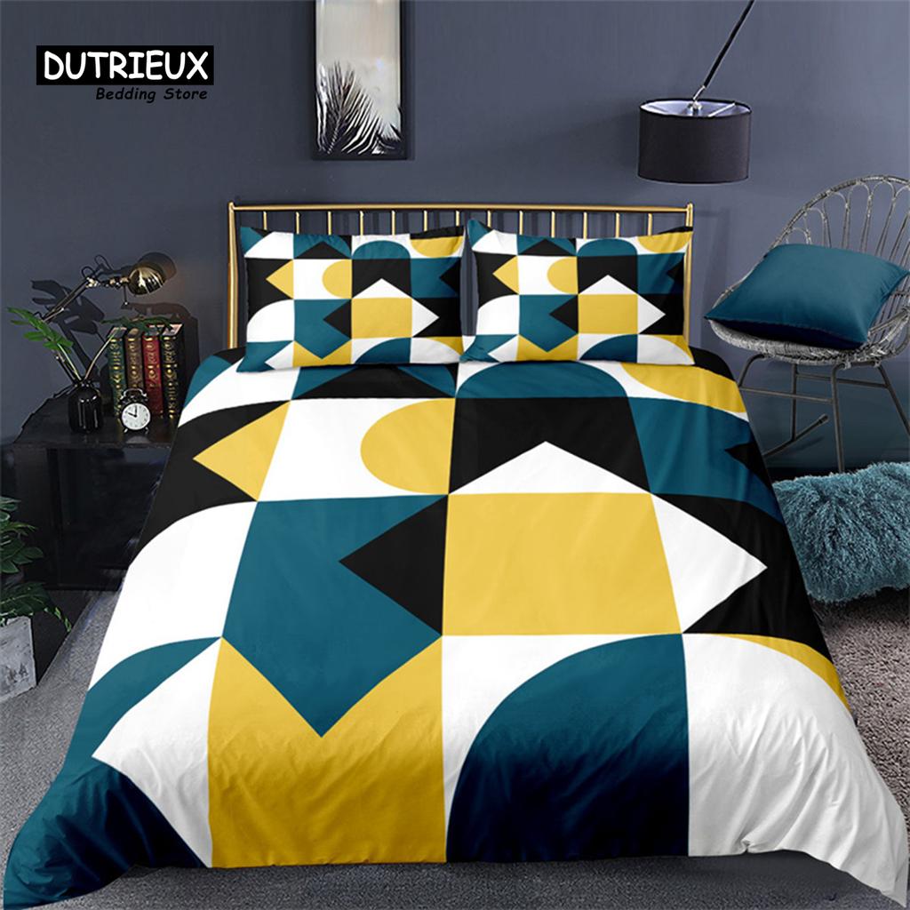 Soft Geometric Bedding Set King Queen Size Microfiber Honeycomb Pattern 3D Print Duvet Cover With Pillowcases Bedroom Decorative