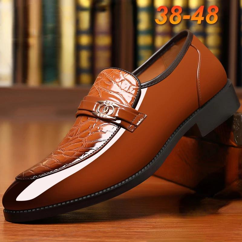 Pointed Toe Dress Shoes for Man Luxury Patent Leather Men Party Wedding Shoes Fashion High Quality Loafers Men Formal Shoes New