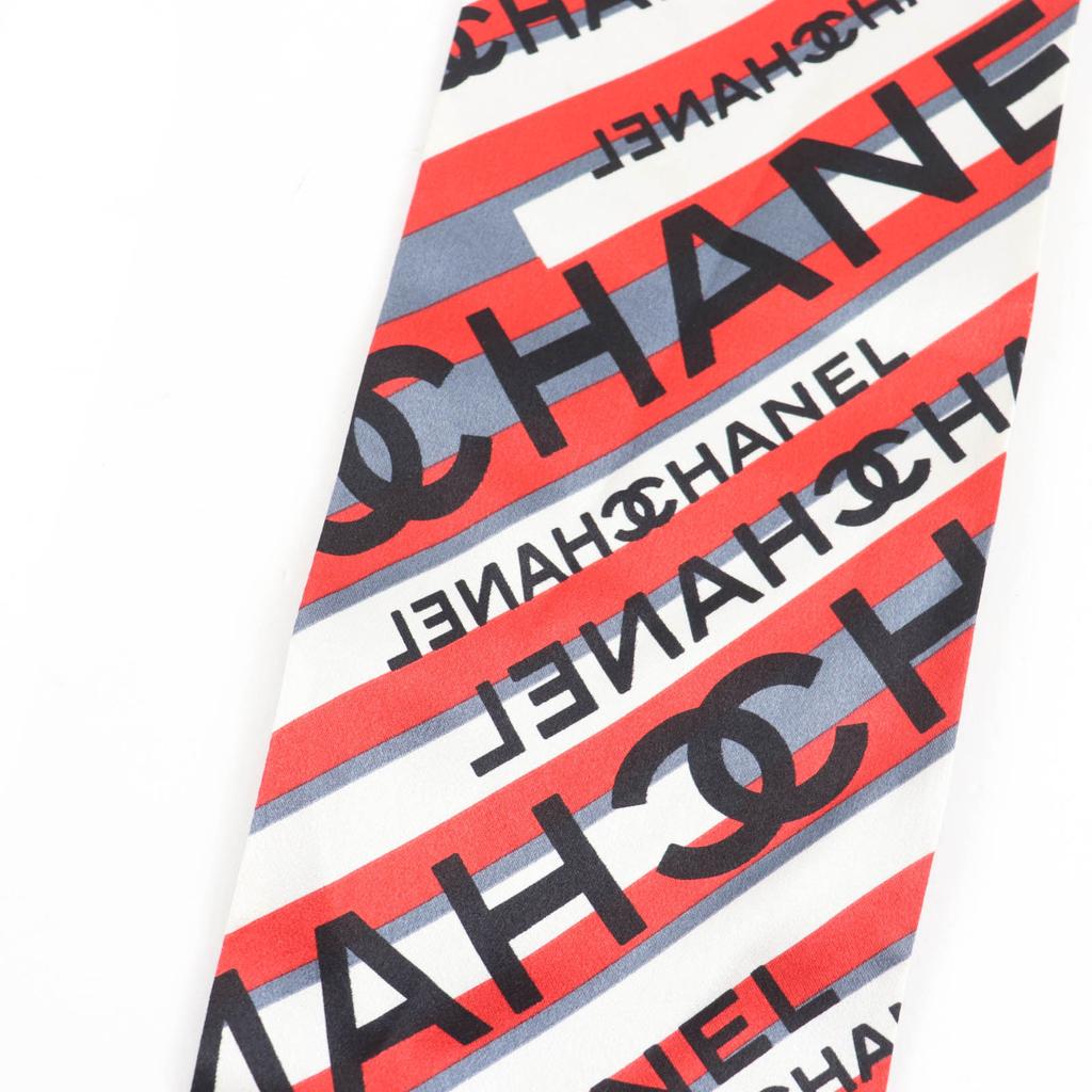 Excellent CHANEL Scarf Twilly Reversible COCO Mark Logo Multicolor Silk Women Used
