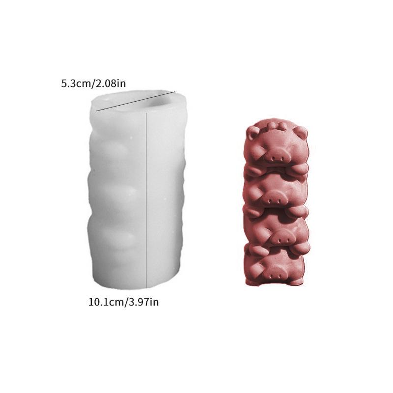 Aroma Candle Plaster Ornaments Mould Handmade Soy Wax Candle Making DIY Animal Stacking Kittens Bears Pigs Silicone Mold