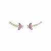 Super fairy purple zircon butterfly ear row earrings female, niche design sense exquisite versatile stud earrings Internet celebrity earrings