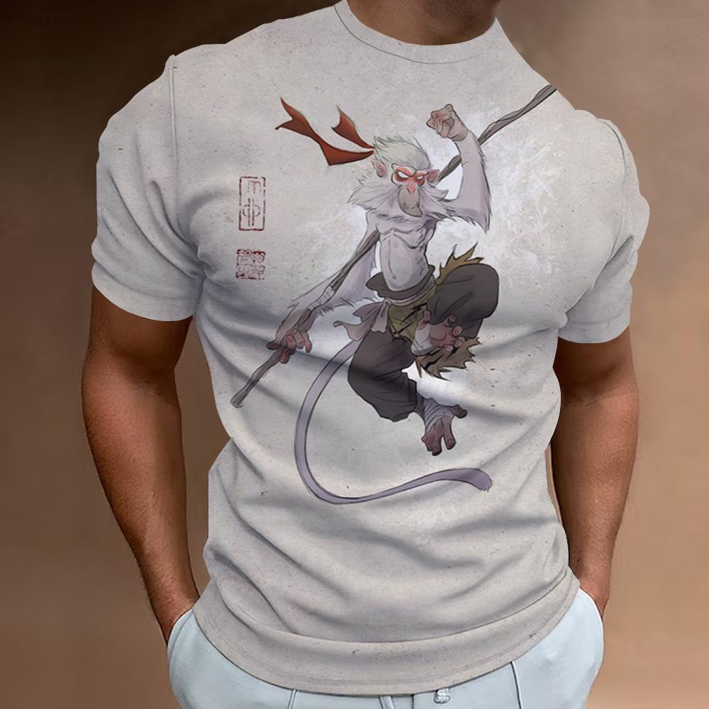 

Ретро футболки мужские 3D принтованные топы с короткими рукавами гуманоидные животные принты свободные мужские футболки свободного покроя с короткими рукавами 3XL