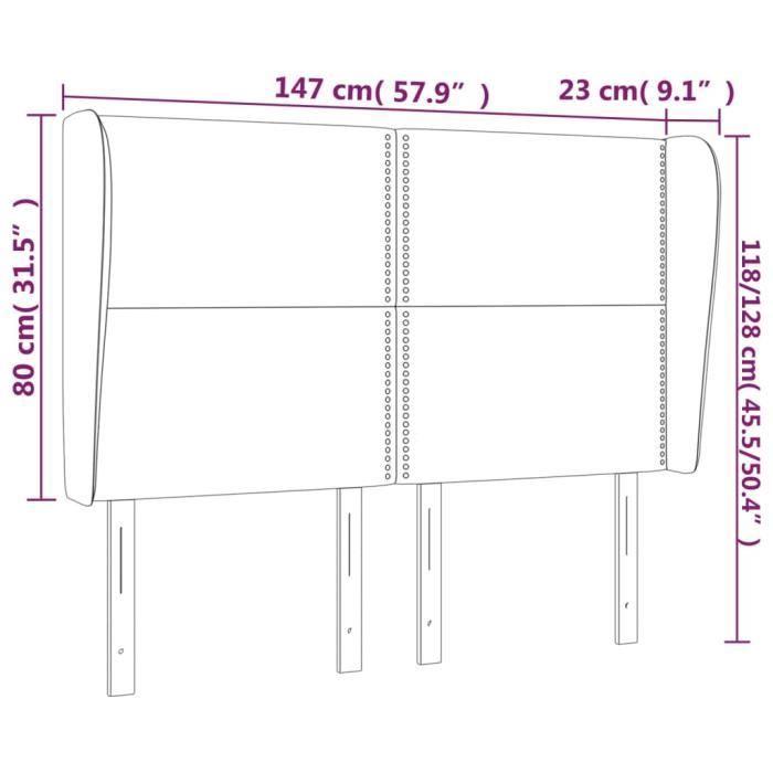 VidaXL Headboard with Ears Light Grey 147x23x118-128 Cm Fabric3117814