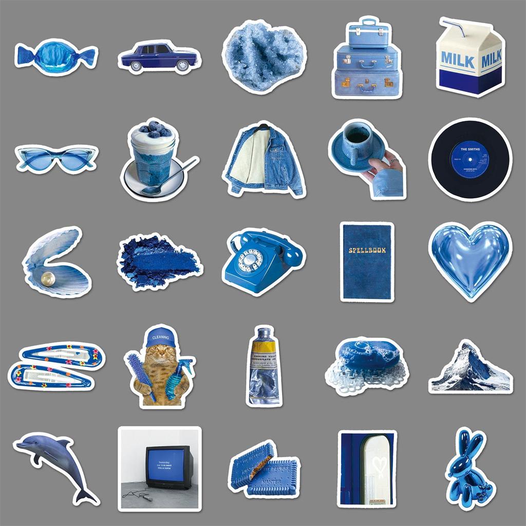 50 Sheets Blue Creative Journal & Waterproof Decorative Stickers for Laptops, Water Bottles, & Phone Cases