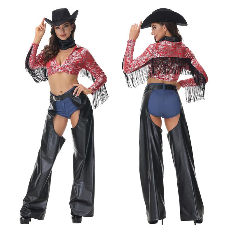 Decor Western Tassel Denim Cosplay Clothing For Halloween Themed Party Dress Up