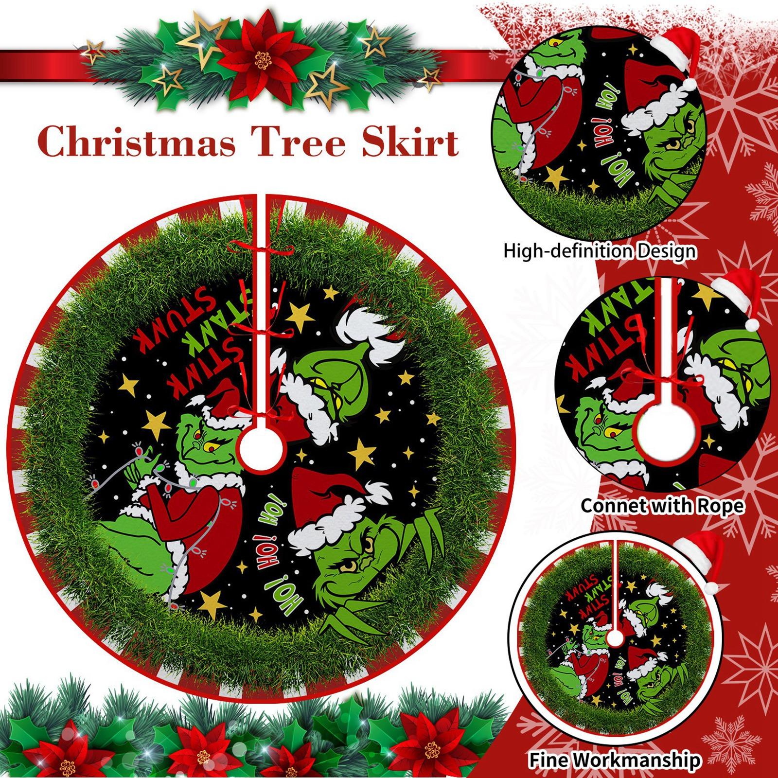 

Юбка для рождественской елки ручной работы, Рождественские украшения, Печатные украшения, Рождественские товары. One Size зелёный