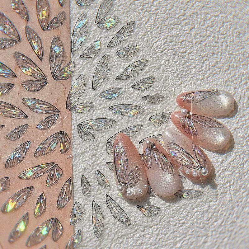 

Fairy Wings Nail Sticker Relief 3D New Arrival 5D Three-Dimensional Internet Celebrity Ins Transparent Butterfly Nail Sticker Decoration Black Wings 771((Jelly))