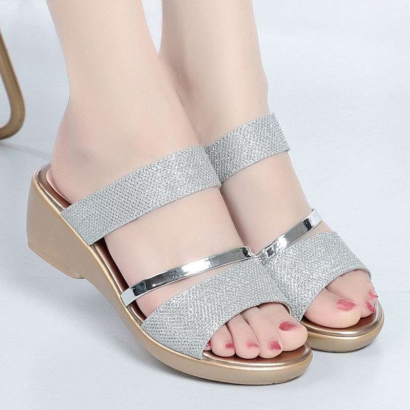 Real soft leather sandals soft platform 2025 new comfortable cool slippers mother summer versatile fashion wedge heel women's shoes