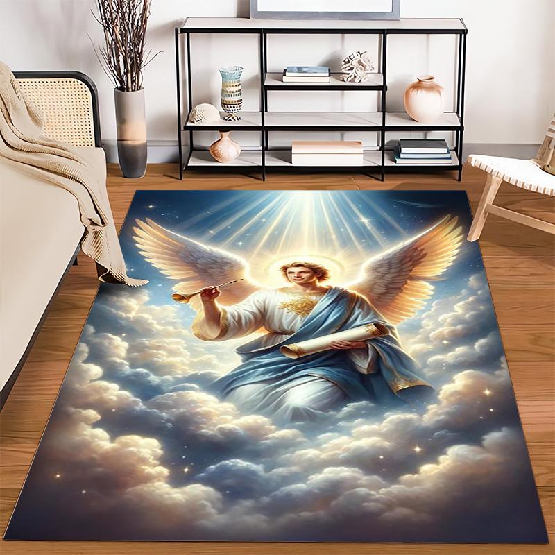 Angel with Trumpet and Scroll Rug: Non-slip rug suitable for living room and bedroom sofas