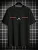Summer 100% cotton men's loose size comfortable Paris letter print slim casual sports round neck short sleeve T-shirt top