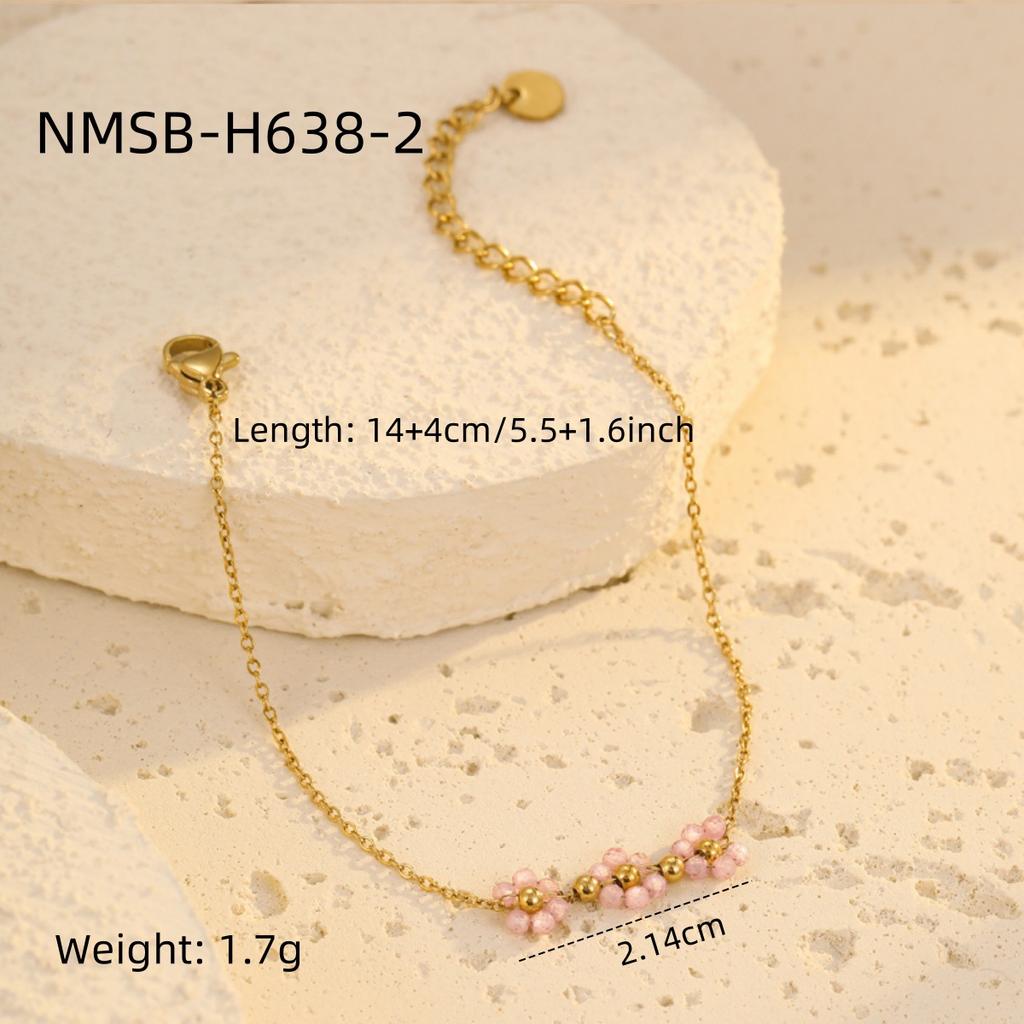 GEMCHIC Women's Colorful Flower Beaded Bracelet Fashion Simple Luxury Jewelry