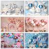 Happy Birthday Photography Backdrop Boho Colorful Balloon Newborn Baby First Birthday Baby Shower Party Photo Backgrounds Props