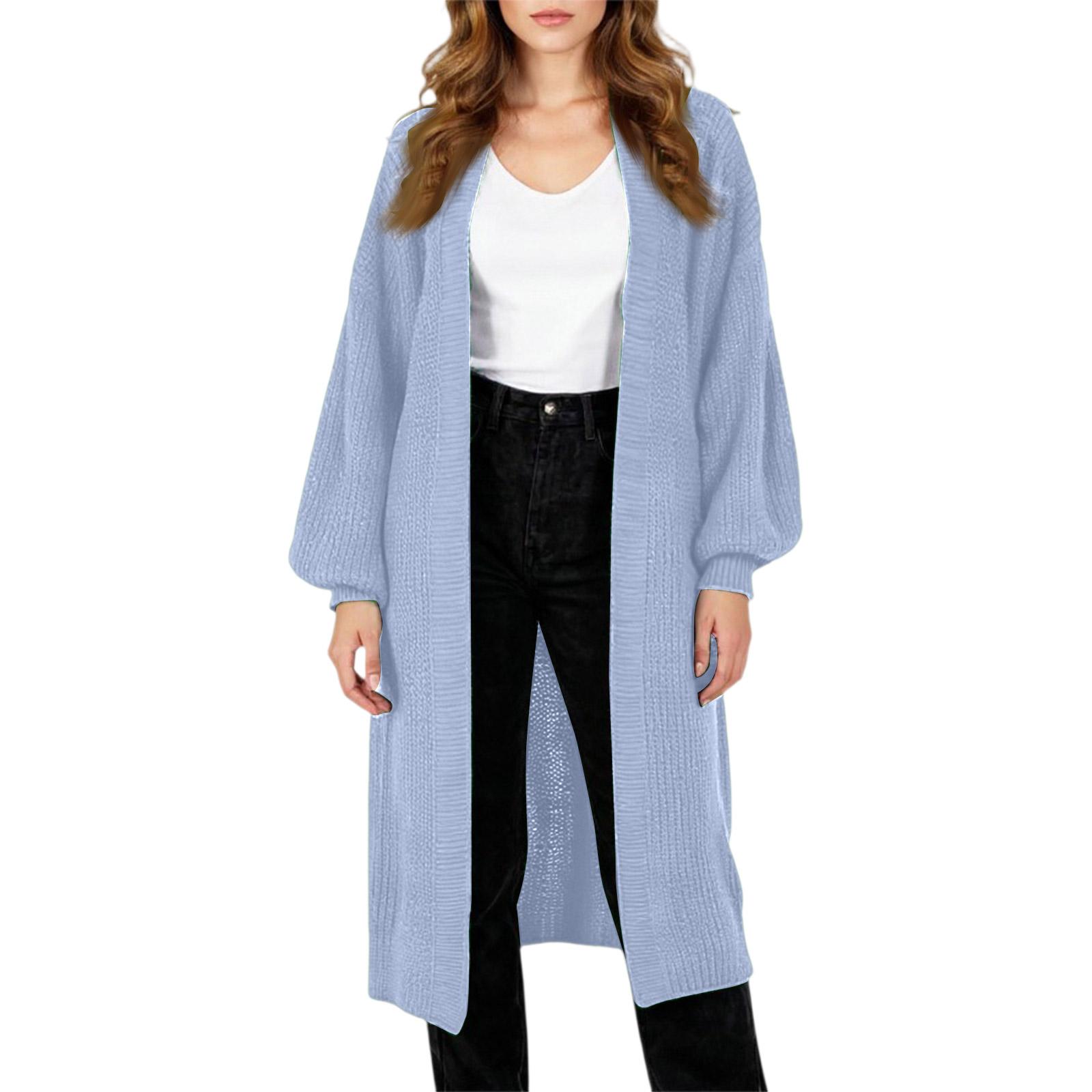 

Fashionable Women s Long Knitted Sweater Cross-border Winter Knitted Jacket XXL небо синє кольору