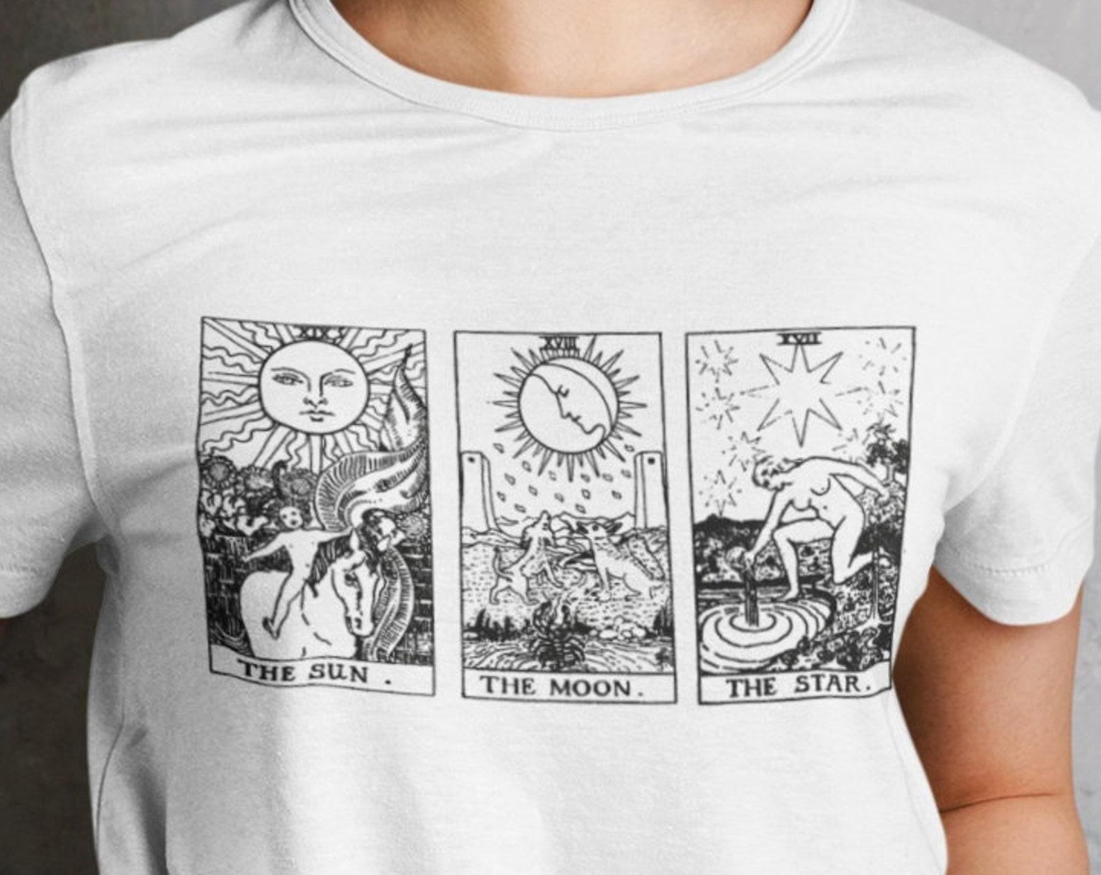 The Sun The Moon The Star Tarot Card T shirt / Esoteric / Black and White Tarot S