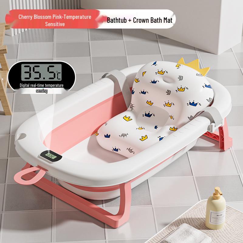 Foldable Baby Bathtub - Large, Sit or Lie for Kids, Newborn Bath Essentials for Home Use