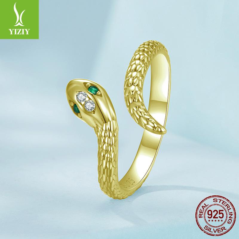 Textured Snake Open Ring For Men And Women, Cold Wind S925 Sterling Silver Lucky Ring