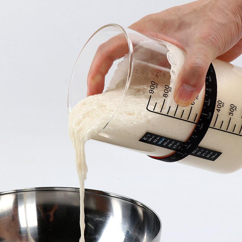 7Pcs Sourdough Starter Jar Kit with Scale 900ml Large Capacity Sourdough Starter Container Reusable Sourdough Fermentation Jar