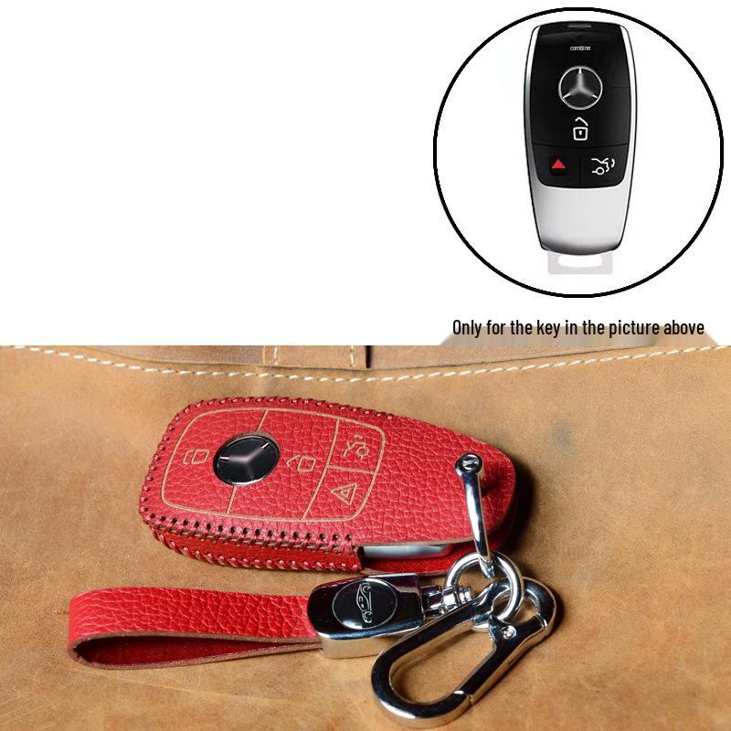 TPU Full-Wrap Cowhide Key Case for Mercedes E-Class & C-Class (E300L, C260L, C200L, GLC) - Unisex Design