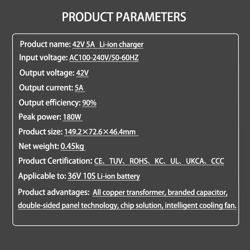 42V 5A Li-ion Battery Charger 10S 36V Lithium Battery pack For M365 pro,bird,lime,ime-s,Ninebot Es1,Ninebot Es2,Ninebot Es4