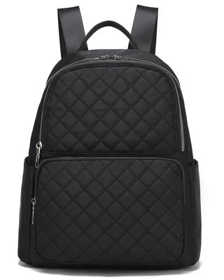 Zhongningyifeng Women's Nylon Backpack, Lightweight, Large Capacity, Water-Repellent, Stylish, Silver Zipper, Perfect for Commuting, School, or Travel
