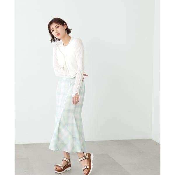 Jill by Jill Stuart Ombre Check Mermaid Long Skirt