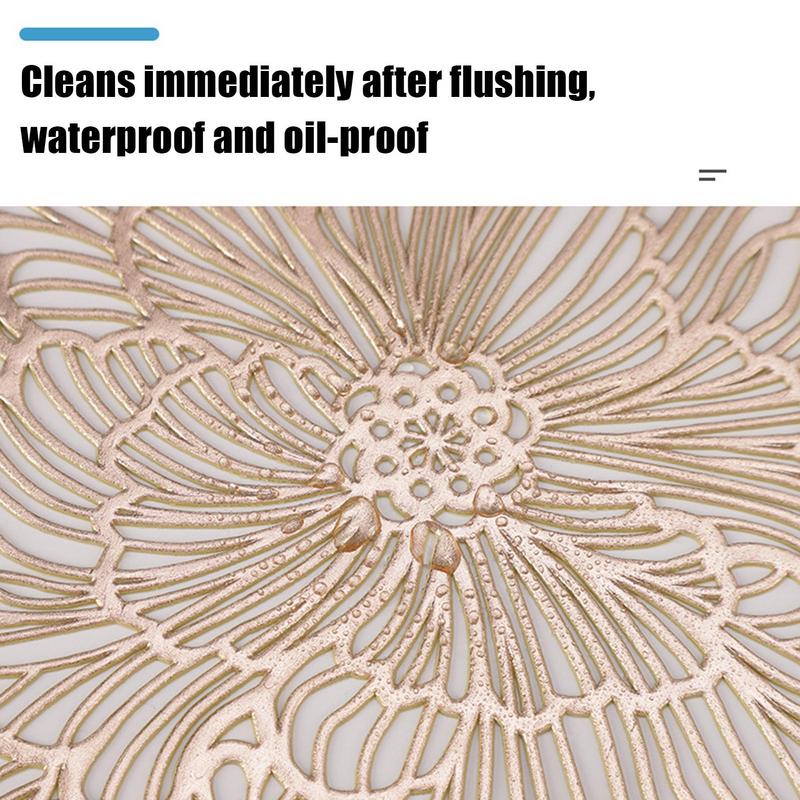Placemat Elegant Tablemat Flower Shape Placemats PVC Waterproof Place Mat for Kitchen Dining Table Holiday Wedding Party