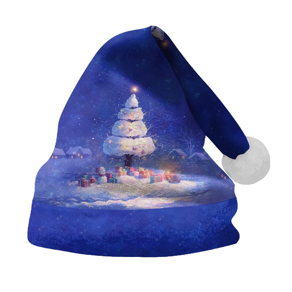 2024 Double-Sided Fleece Christmas Hat with Velvet for Kids & Adults