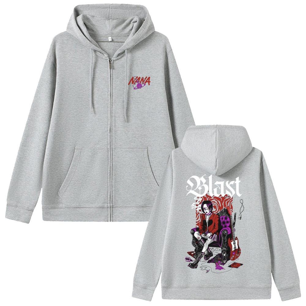 Japanese Anime Black Stone Oosaki Nana Zipper Hoodie Men's and Women's Zipper Jacket Men's and Women's Zipper Sportswear Street Wear