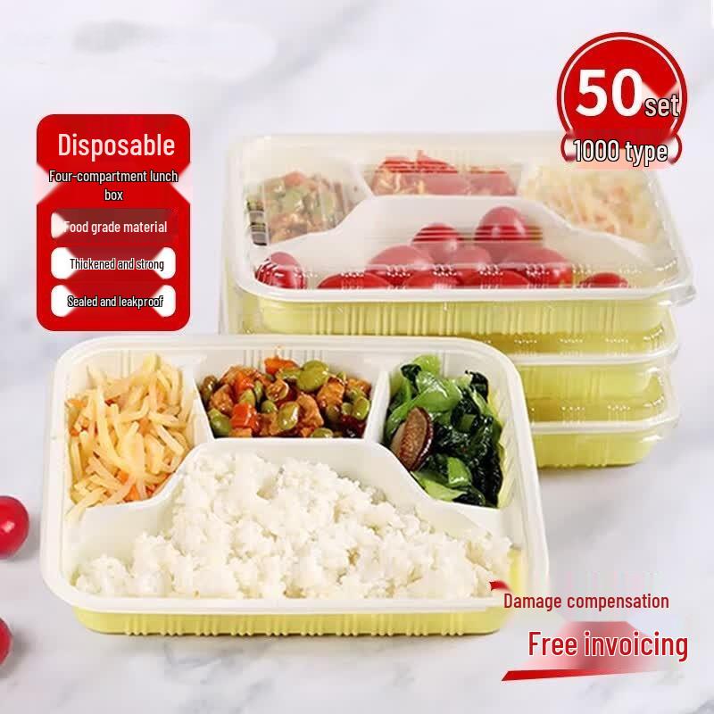 HANDUNYOU Disposable Plastic Lunch Boxes with Lids