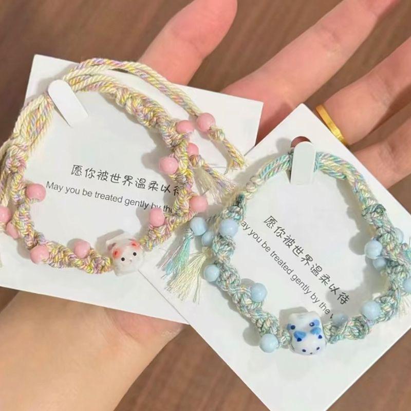 Handmade Adjustable Cartoon Cat Bracelet for Couples & Friends - Ideal Girlfriend Gift