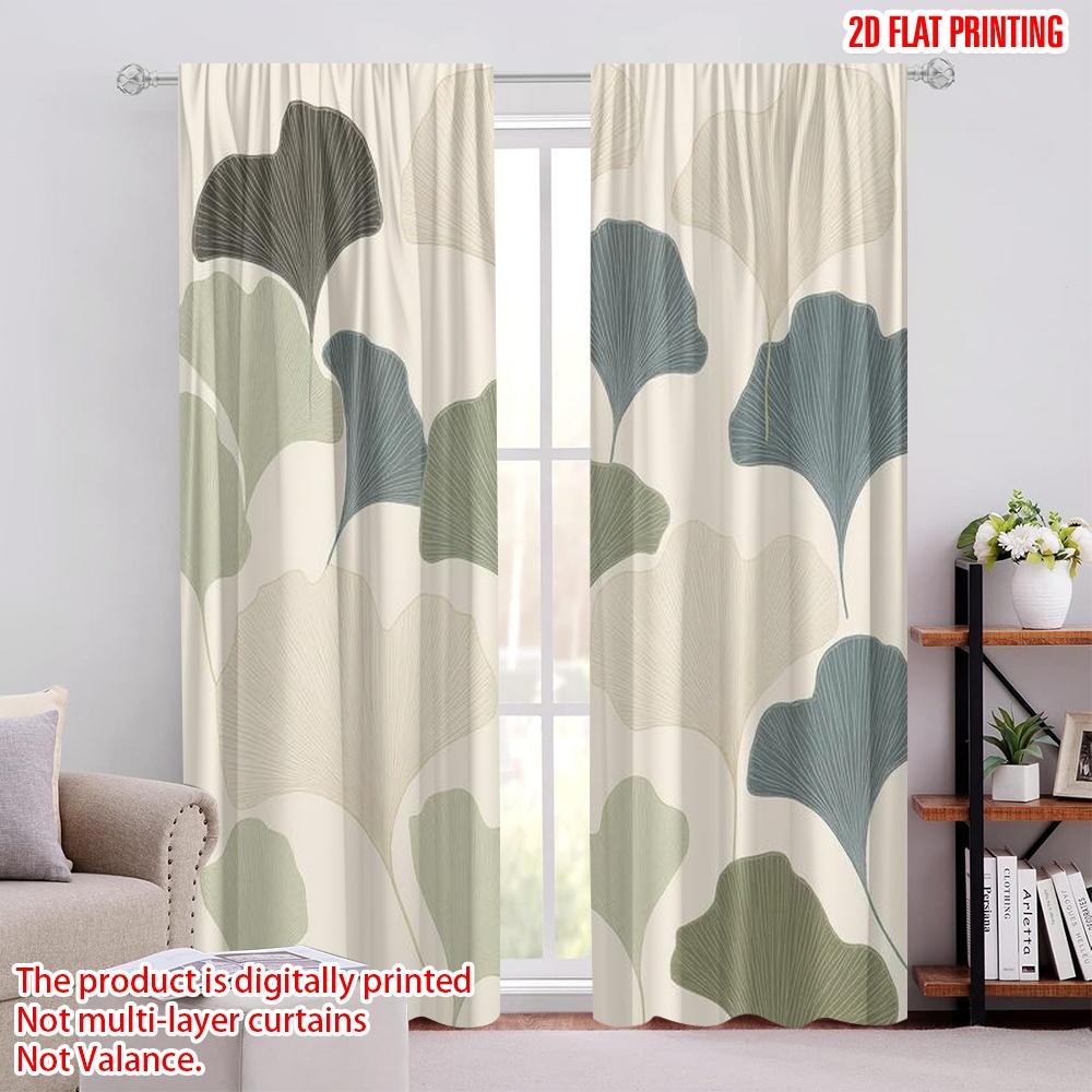

2pcs,2D plane printing Minimalist Curtains Ginkgo Serenity Polyester Fabric (without rod) Decorations For Home Use for Bedroom & 52.50 × 116.00 cm 2 pcs