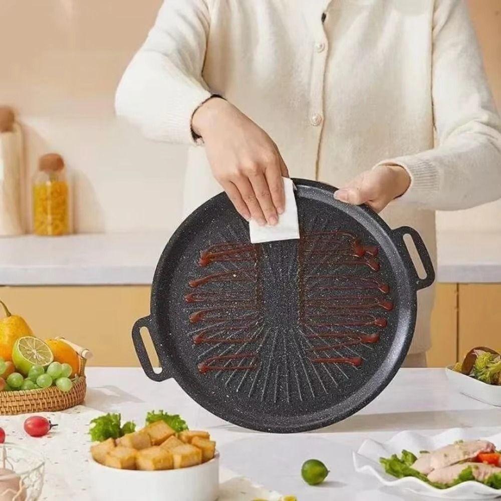 Non-Stick Frying Plate Thick Roasting Grill Tray Portable BBQ Grill Pan  Kitchen Cookware
