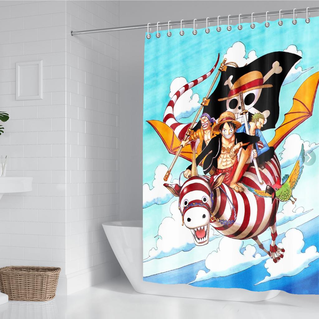 One Piece Anime Shower Curtain, Bathroom Accessories, Decor Curtains For Living Room, Cute And Funny  Christmas Gifts