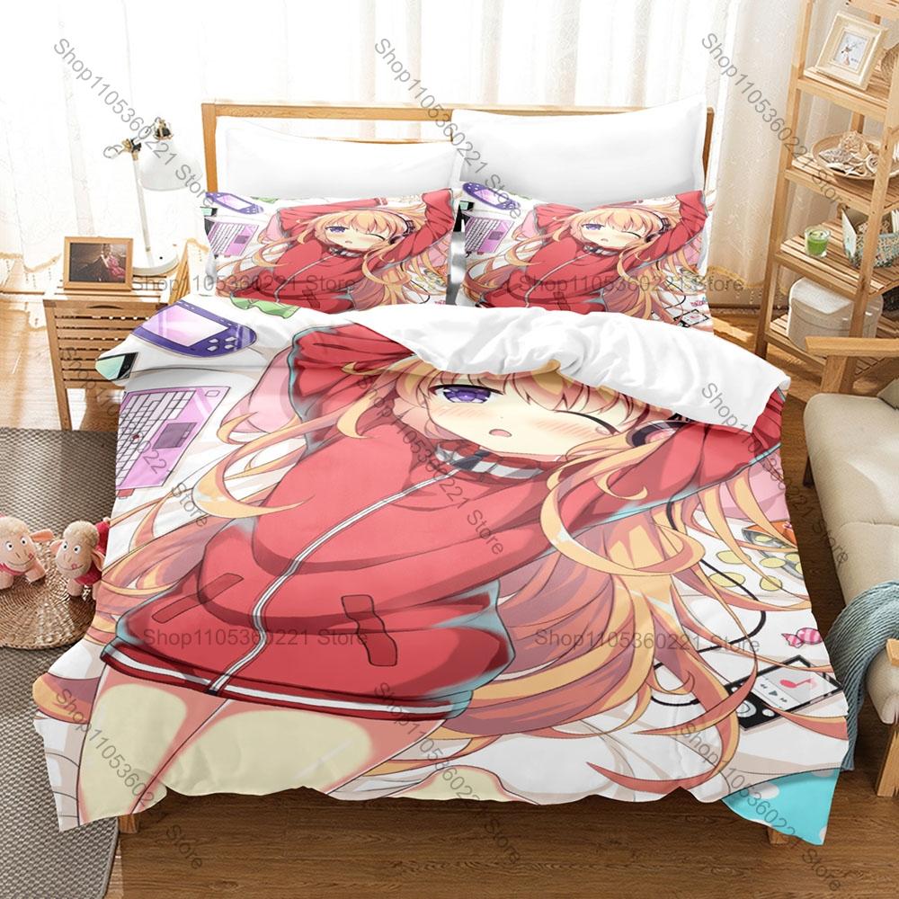Cool Icon Gabriel & Satania Graphic Gabriel Dropout Anime Bedroom Decor Bedding Duvet Cover + 2 Pillowcases Anime Fan Room Decor