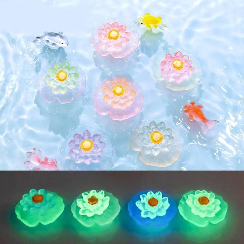 Vibrant Glowing Lotus Decorative Resin Plants For Diy Aquarium Decorations