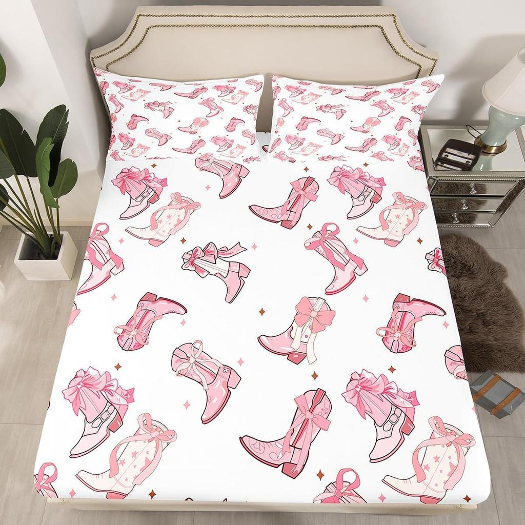 Denim Boots Pattern Sheet Three-Piece Digital Printed Sheet Bedding Set Adult Children