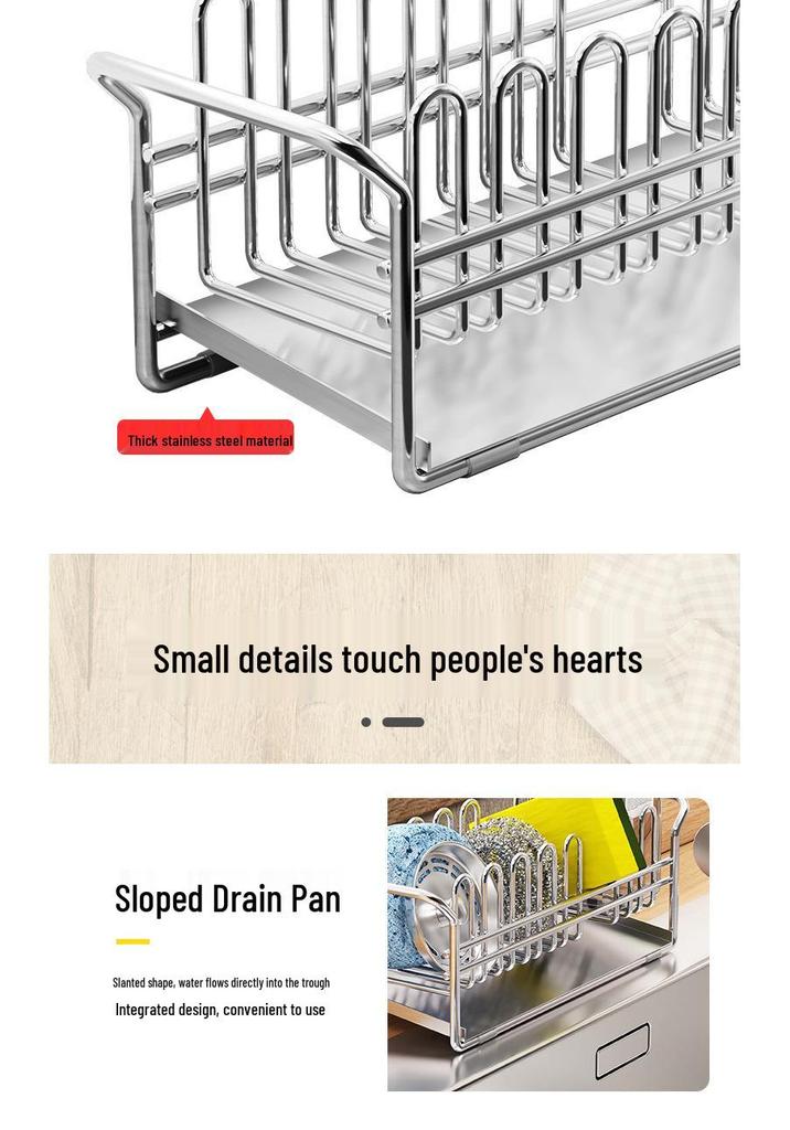 Japanese Style 304 Stainless Steel Kitchen Countertop Rack for Sponges, Soap, and Cloths