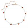 Bohemia Beaded Red Cherry Necklace for Women Cute Handmade Fruits Seed Bead Transparent Chokers Necklaces Boho Jewelry