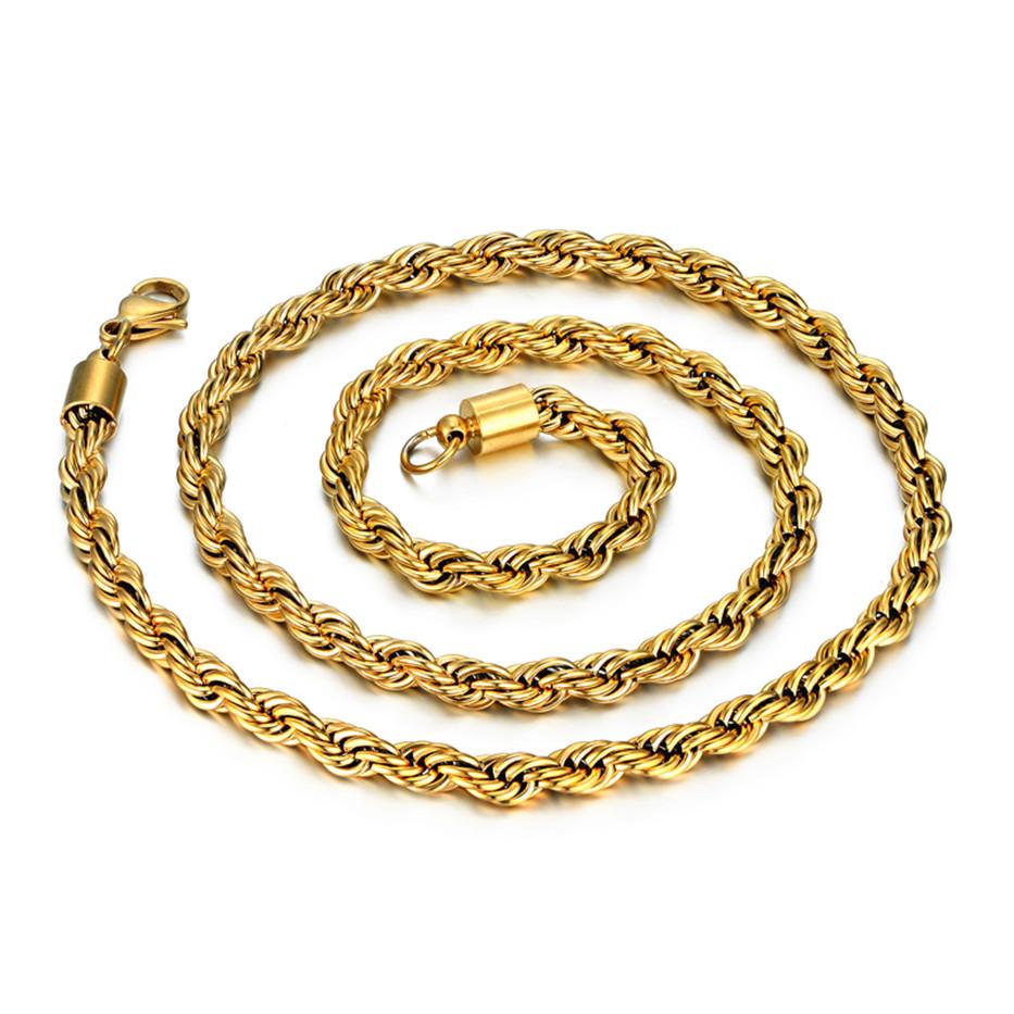 Collier Long Chaîne en Acier Inoxydable Twist Hip Hop Bijoux pour Hommes Vente en Gros ,Marque Hippie Couleur Or Collier pour Homme Chaîne Bijoux Cadeaujavascript :Vide (0 )