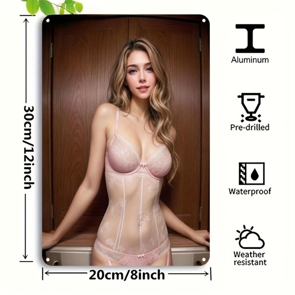 

Винтажная металлическая жестяная табличка 8x12 дюймов Элегантная леди Искусство нижнего белья Домашний настенный декор для спальни гостиной 20x30cm（7.8x11.8inch）