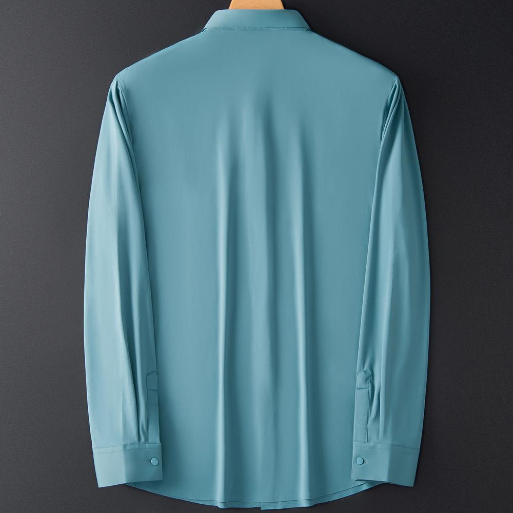 Elegant Classic Design Slightly Stretch Button Up Shirt, Men's Clothes Iron-Free Long Sleeve Dress Shirts For Spring Fall Winter