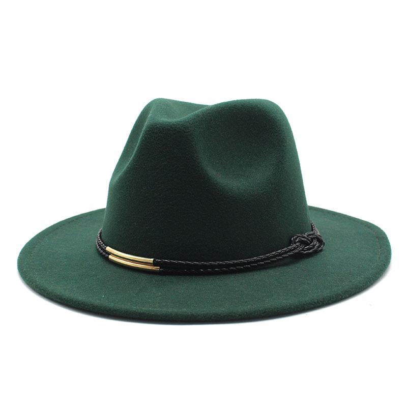 Hat Men'S And Women'S Jazz Hat Quarterly British Retro Belt White Top Hat Woolen Gentleman'S Hat