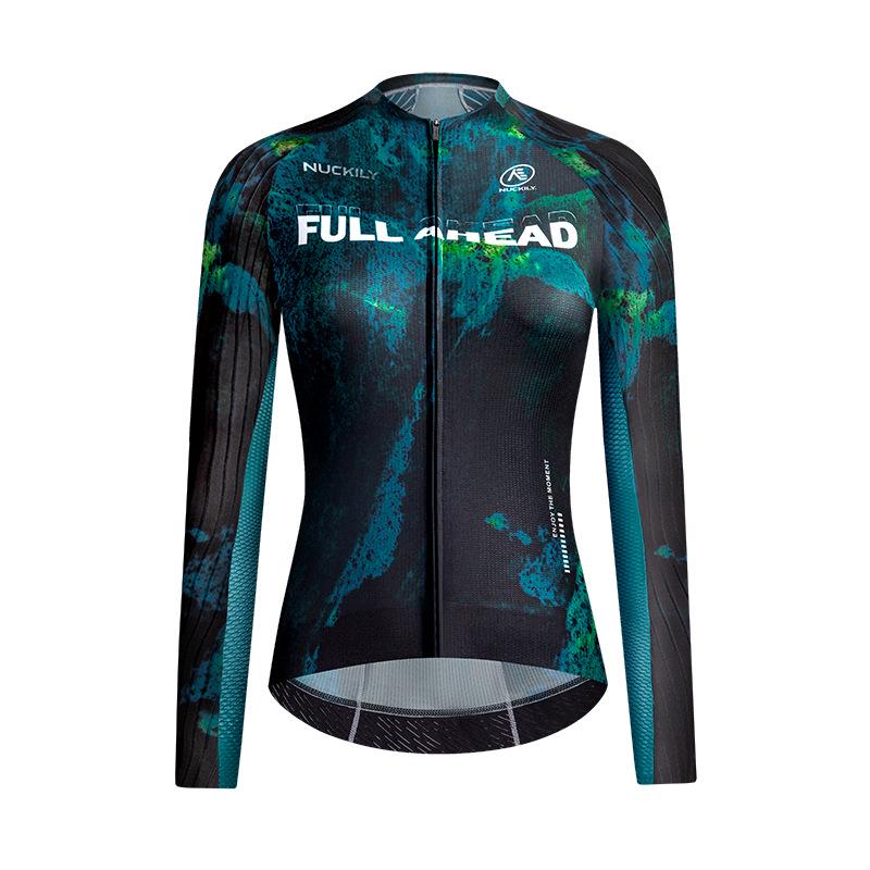 NUCKILY Women s Cycling Jersey: Long Sleeve, Slimming, Sun Protection for Spring/Summer. S зелёный