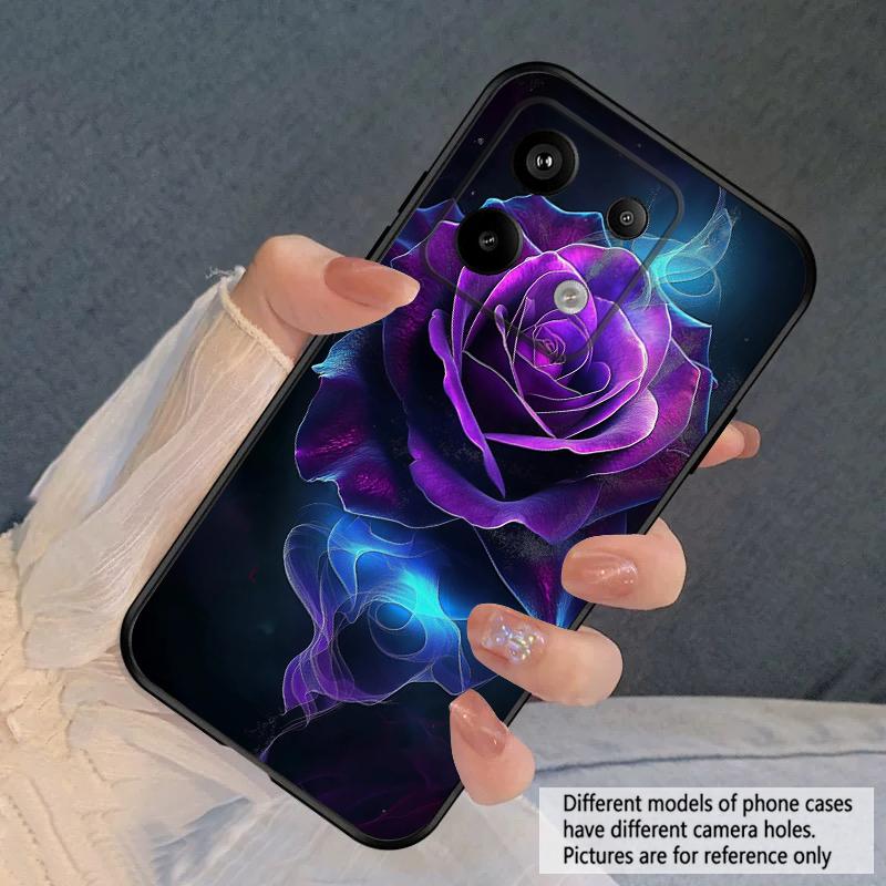Dark Purple Rose For Redmi Note 10 11 Note12S 12 13 14 Pro Plus 5G 14S 4G 13ProPlus 9S 9 P ro 13C 14C silicone soft phone case