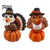 Cute Turkey Statue for Autumn Resin Pumpkin Ornament Thanksgiving, Harvest Festive Tabletop Holiday Gift Friends And Family Figurine with Retro